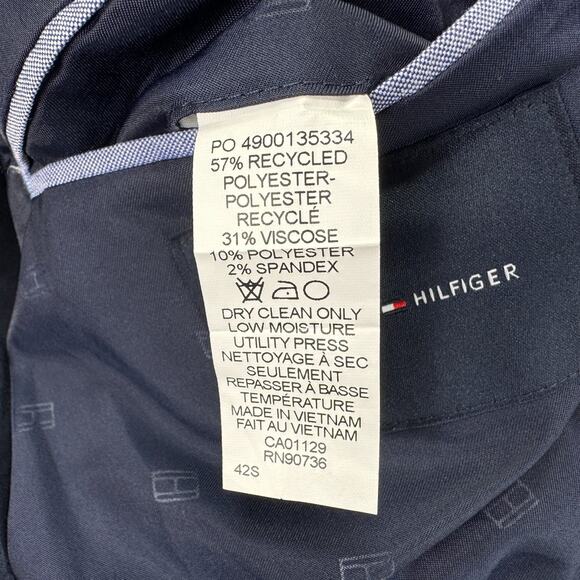 Tommy Hilfiger Mens TH Flex Modern Fit Check Plaid Sport Coat Blue Gray 42S - Picture 5 of 5